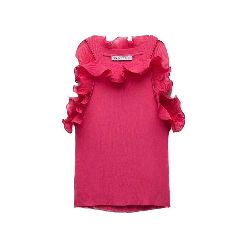 Ruffle Tank Zara Pink Top